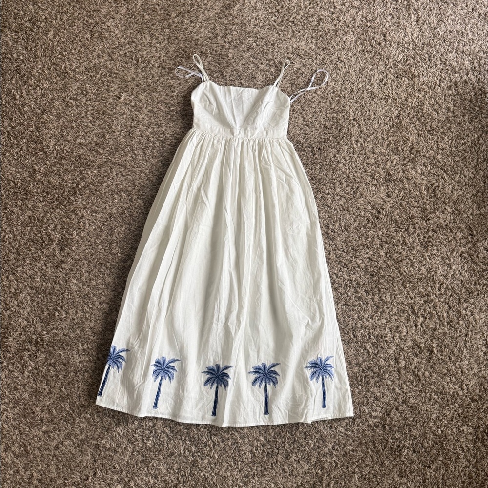 MINKPINK White Dress with Blue Palm Accents